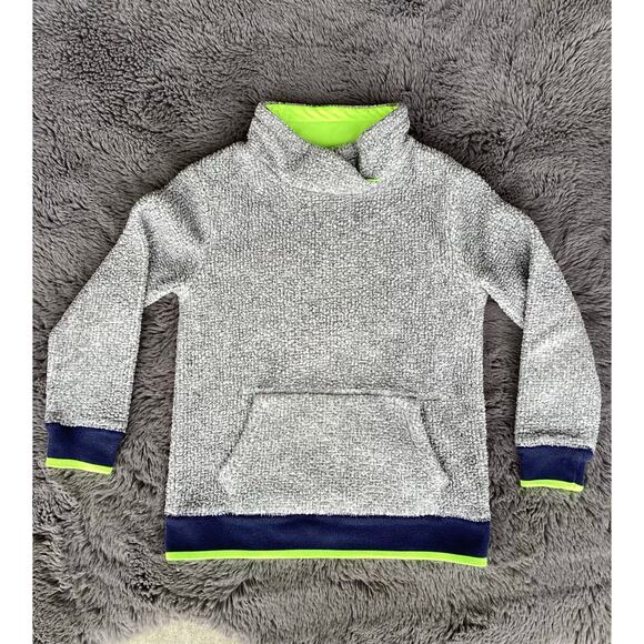 Mini Boden Kids Boys Sherpa Fleece Pullover Sweater Gray Blue Size 6-7 Years - Picture 1 of 9